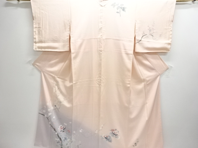 JAPANESE KIMONO / UNUSED BIRD PATTERN BRANCH FLOWERS HOMONGI